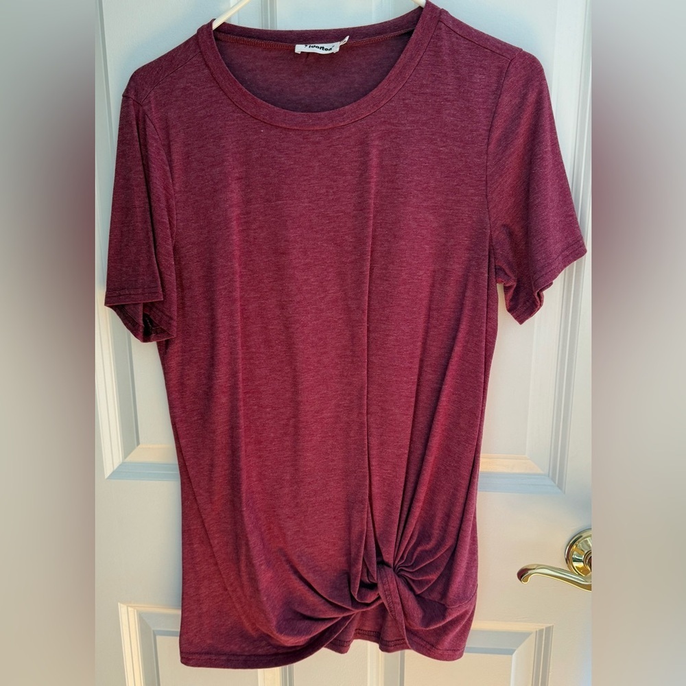 Yidarton Raspberry Front Knot Tunic Tee | Size Medium | Soft & Flattering Fit